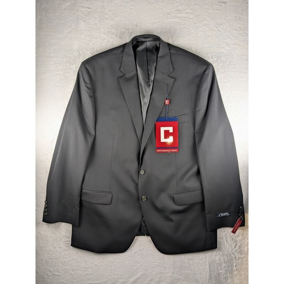 NWT $220‎ Chaps Performance Series Black Blazer Mens 46R Regular Sports Coat - Picture 1 of 15